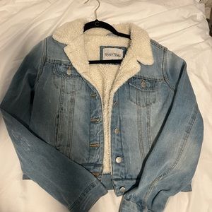 lined fuzzy jean jacket size small